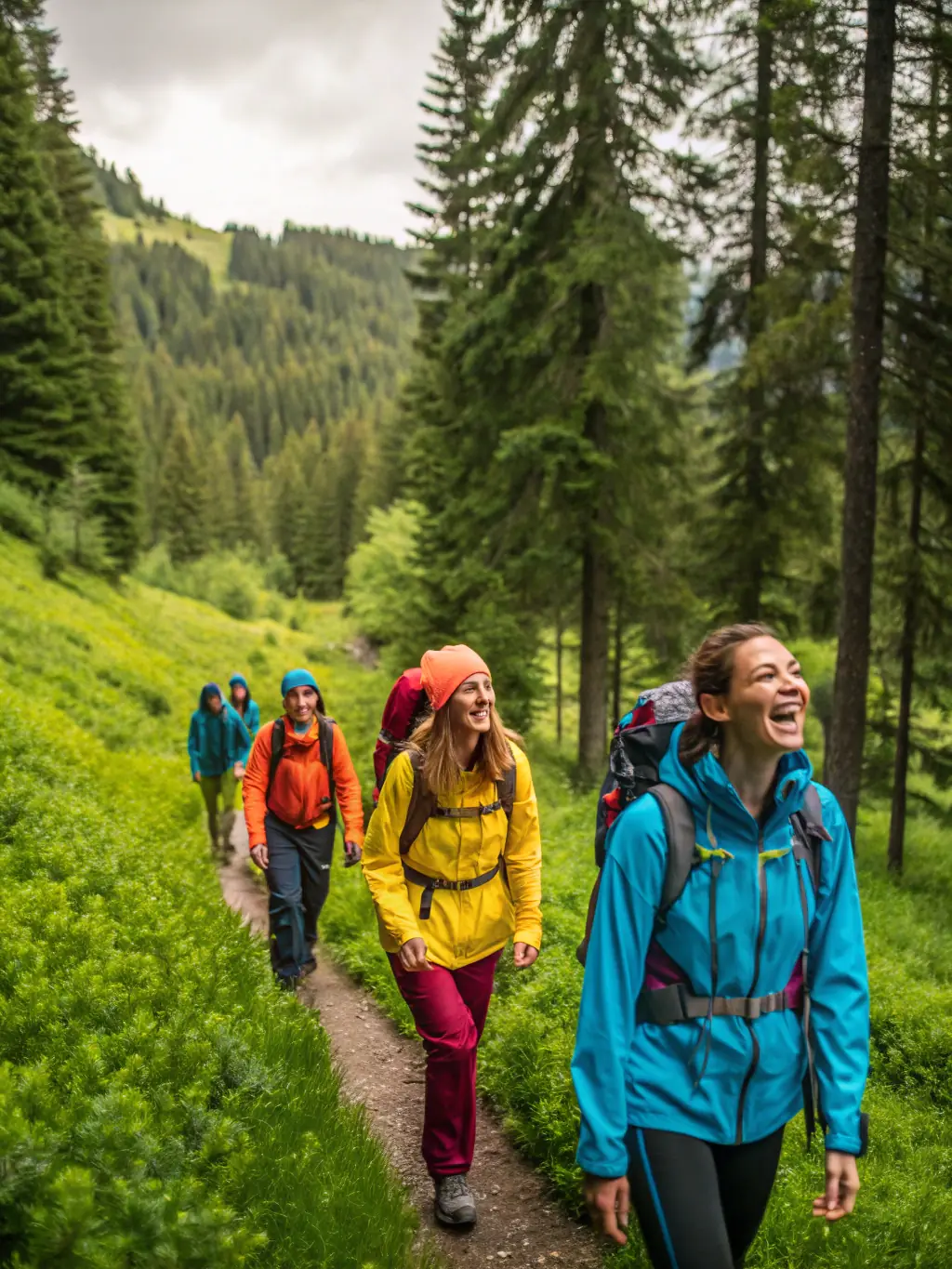 Participants hiking a scenic trail, demonstrating endurance and appreciation for nature.