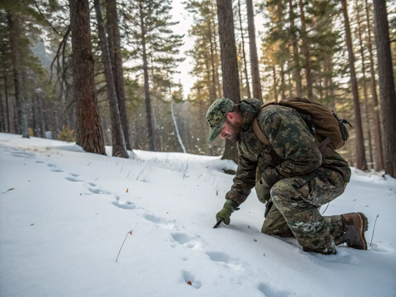 A hunter in a natural setting, demonstrating ethical hunting practices and respect for wildlife.